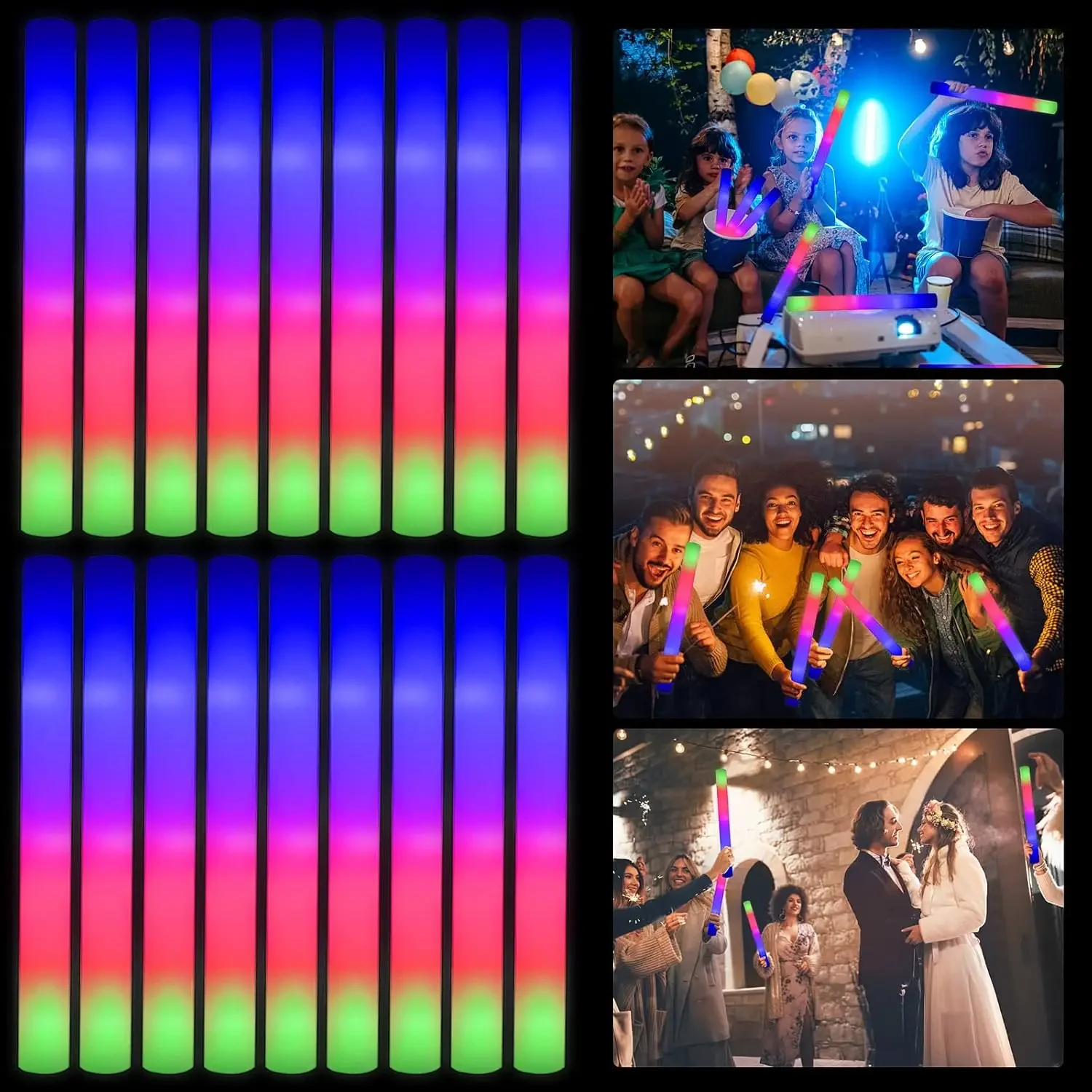 3Z-50PCS Bâtonnets lumineux en - Flashing Led Foam Sticks Party avis et prix
