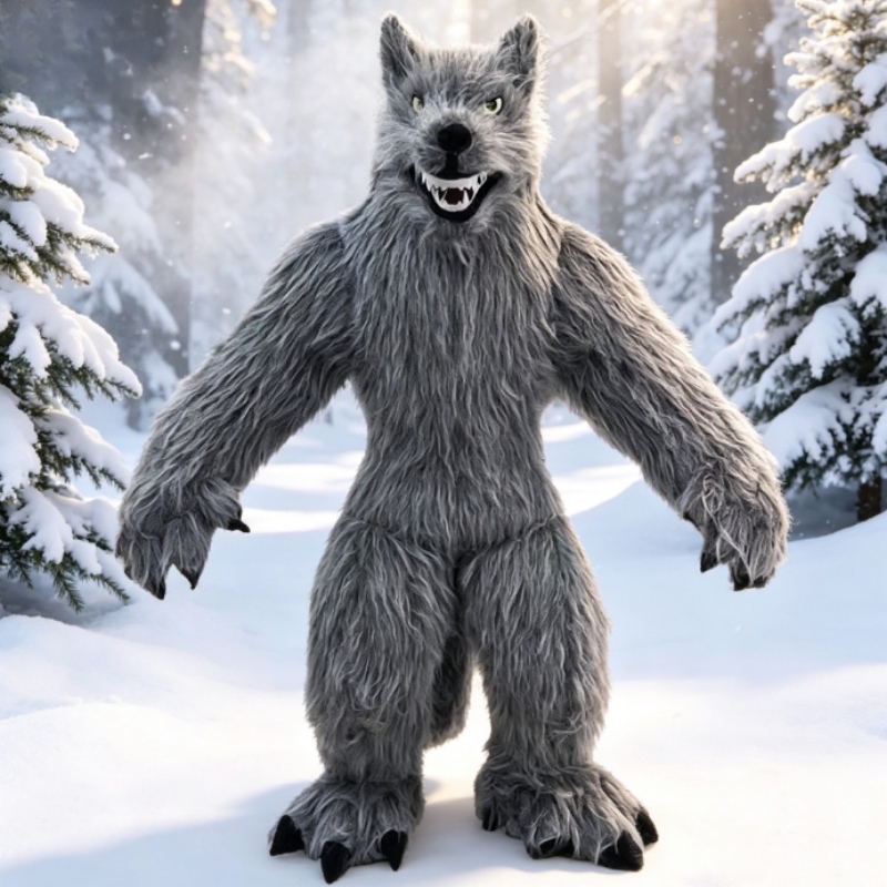 Costume de mascotte de loup gr - Costumes avis et prix
